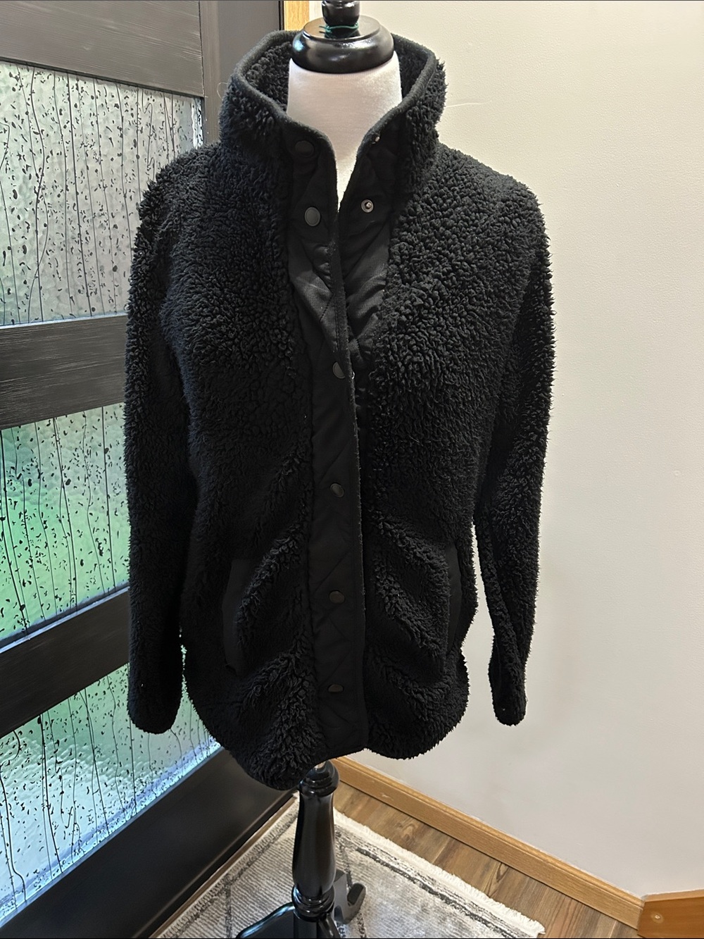 Black Sherpa Button Up